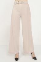 Tesettür giyim BEJ KEMERLİ GENİŞ PAÇA PANTOLON 7988